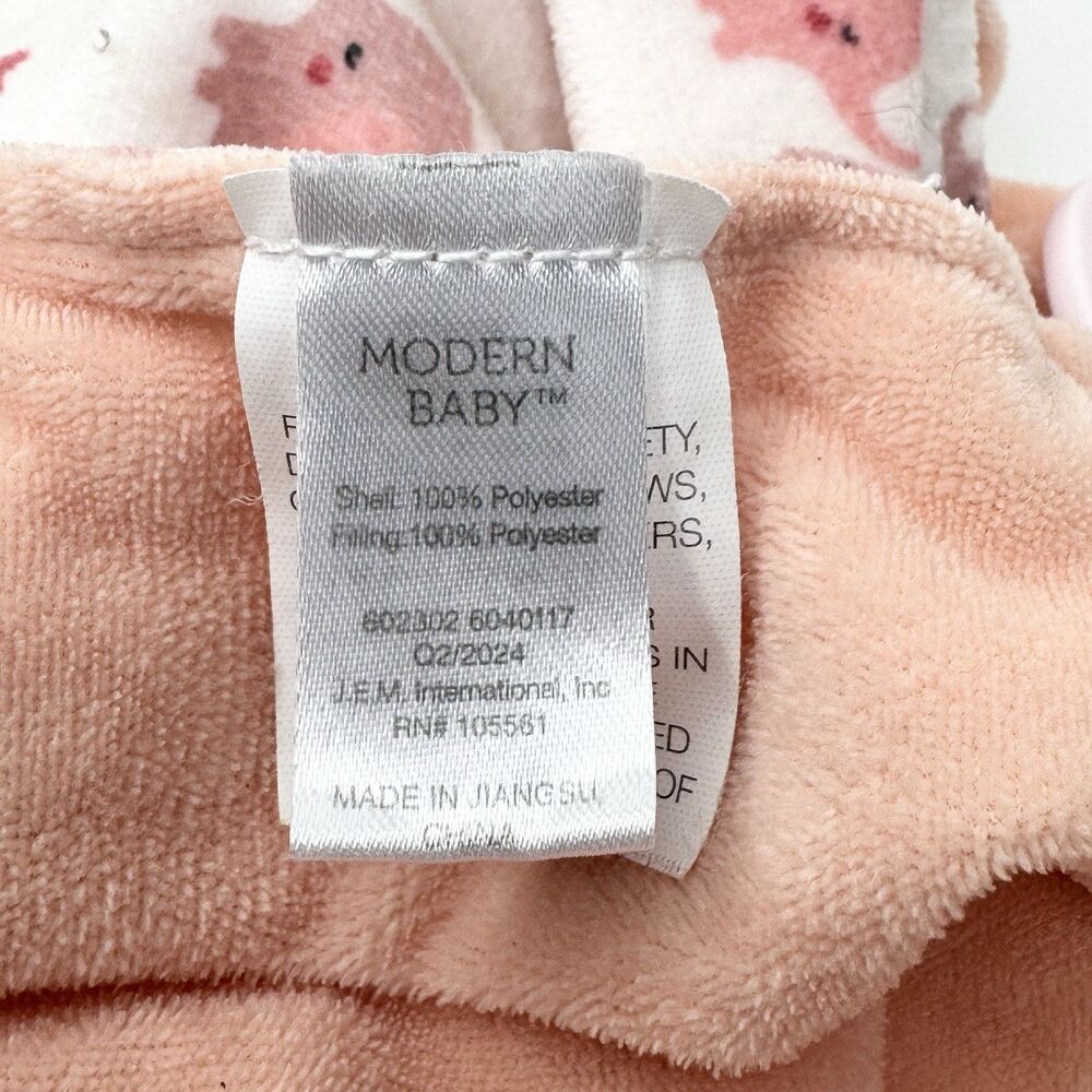Modern Baby Pink Elephant Lovey Security Blanket Teether Plush Rattle Toy - Picture 7 of 8